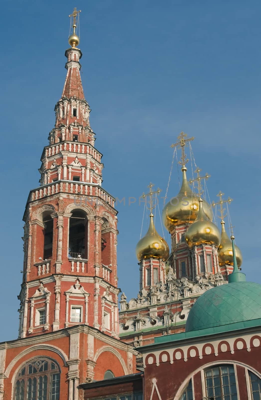 Bell Tower and the Church of the Resurrection in Kadashevsky Lane in Moscow