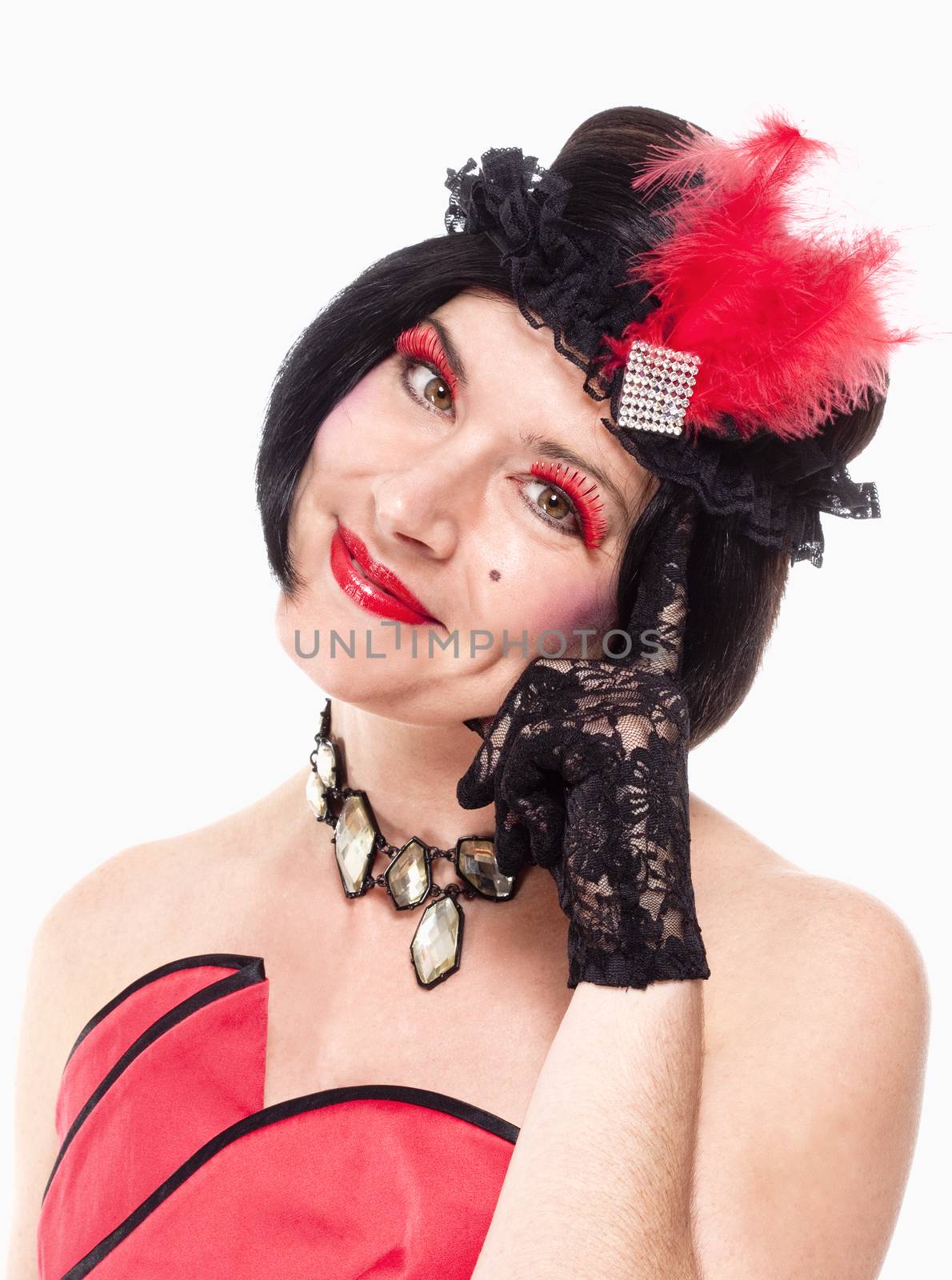 Portrait of a Woman in Wig and Hat in 1920-ties Style