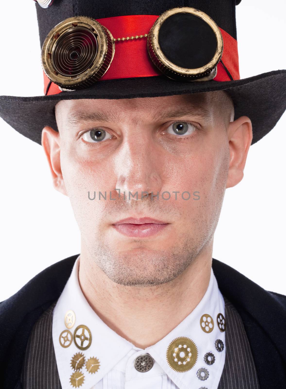 Portrait of a Magician with High Hat and Clock Parts Details by courtyardpix