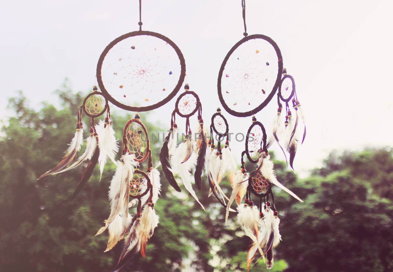 Traditional dreamcatcher with retro filter effect