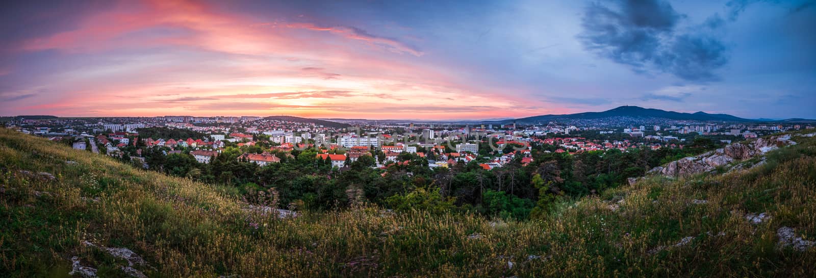 Panorama of the City of Nitra as Seen from Calvary at Sunset