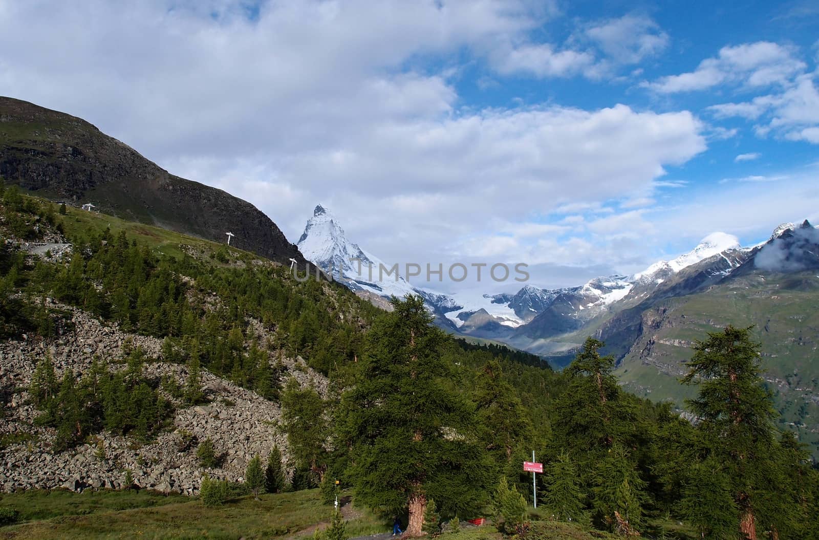 view of tourist trail near the Matterhorn in the Swiss Alps        by jnerad