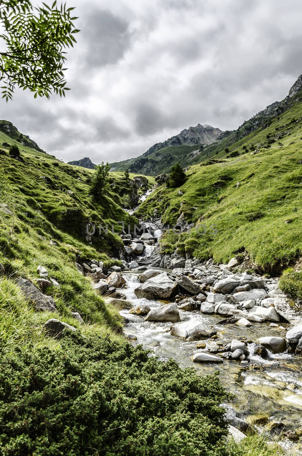 Smal winter spring in the Perenees mountains in Spain