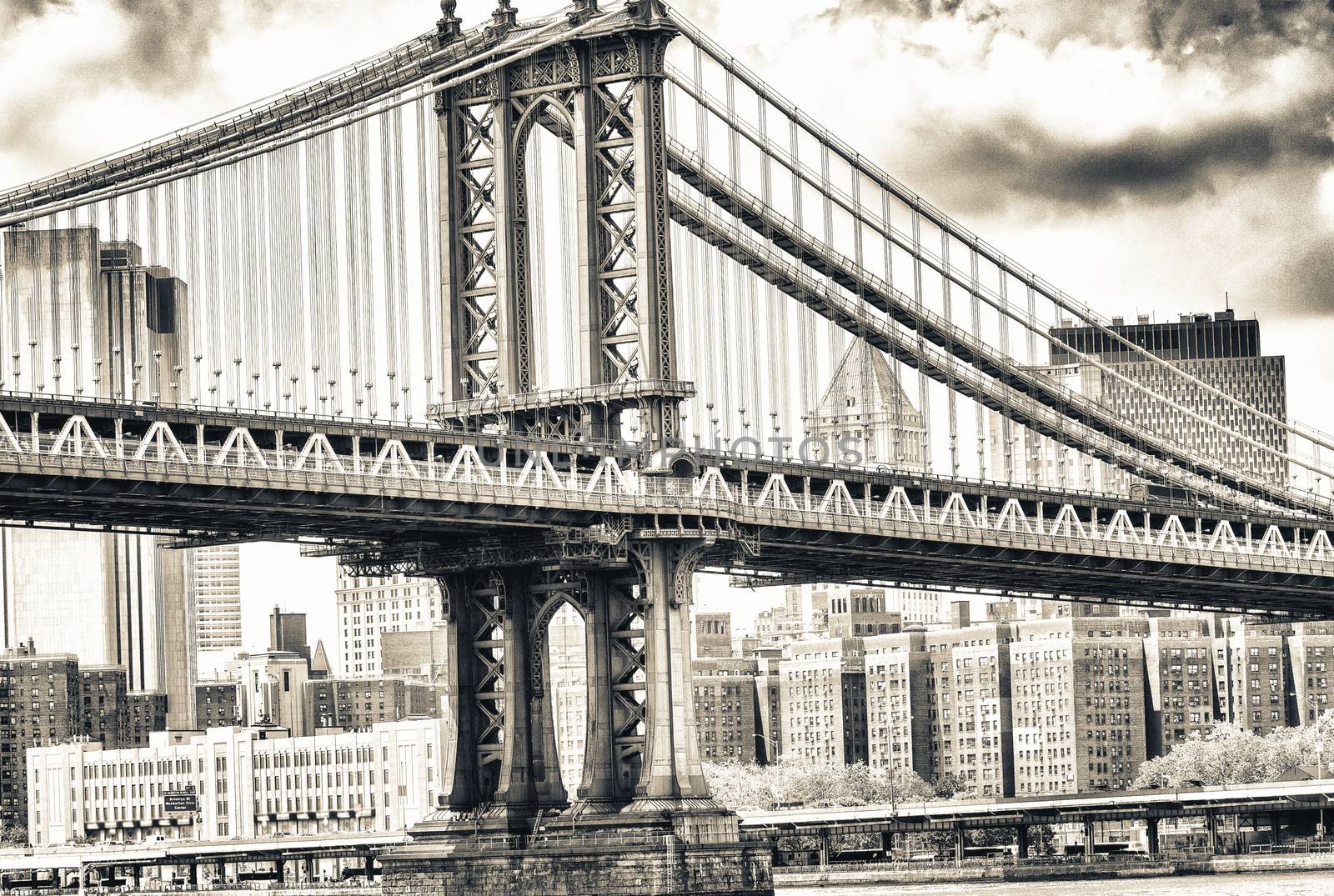 Beautiful side view of Manhattan Bridge in New York by jovannig