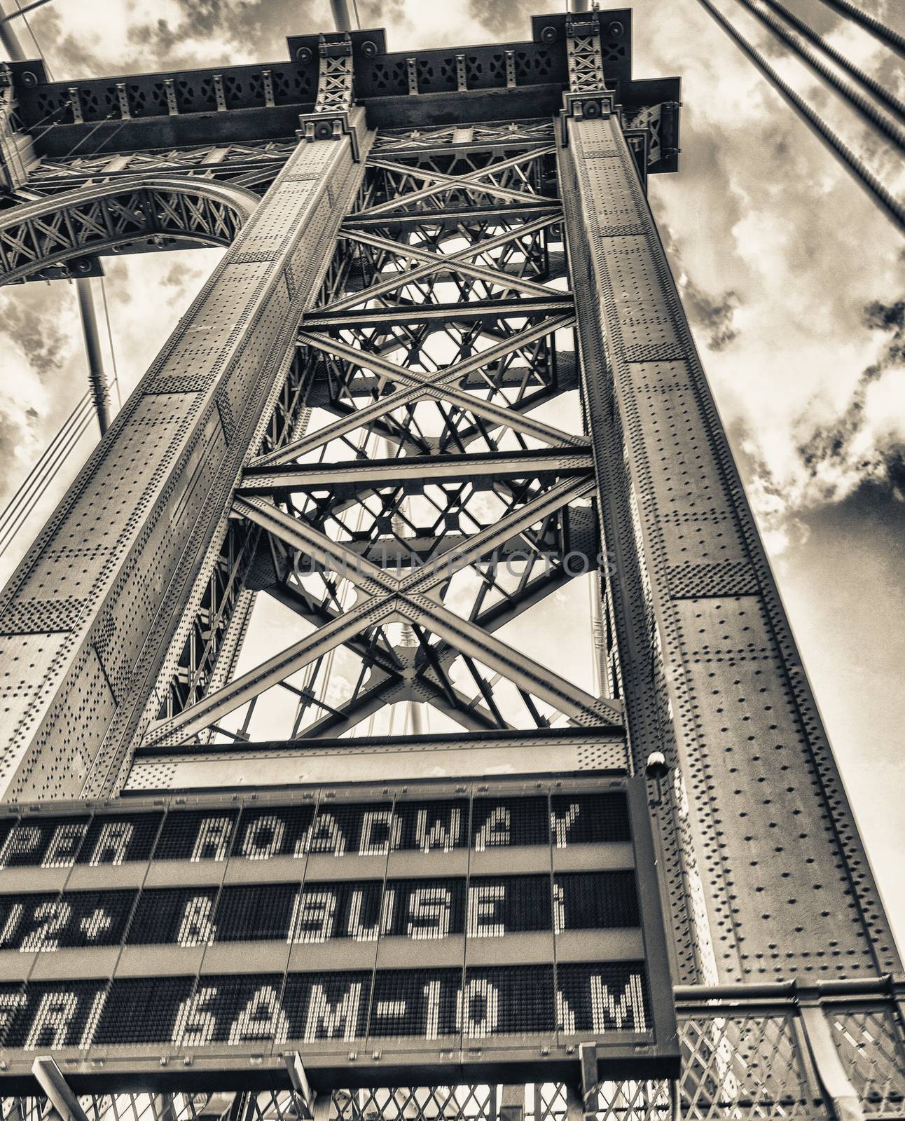Giant Metal Pylon of Manhattan Bridge - New York.