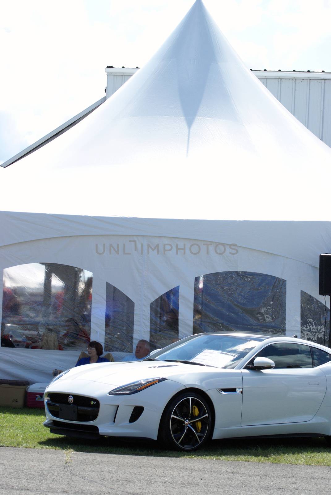 SMITHS FALLS, ON, CANADA - AUGUST 23, 2014.  Sport car on display at the third annual Race the Runway event held at the Russ Beach Airport, in Smiths Falls, Ontario, Canada, on August 23, 2014.