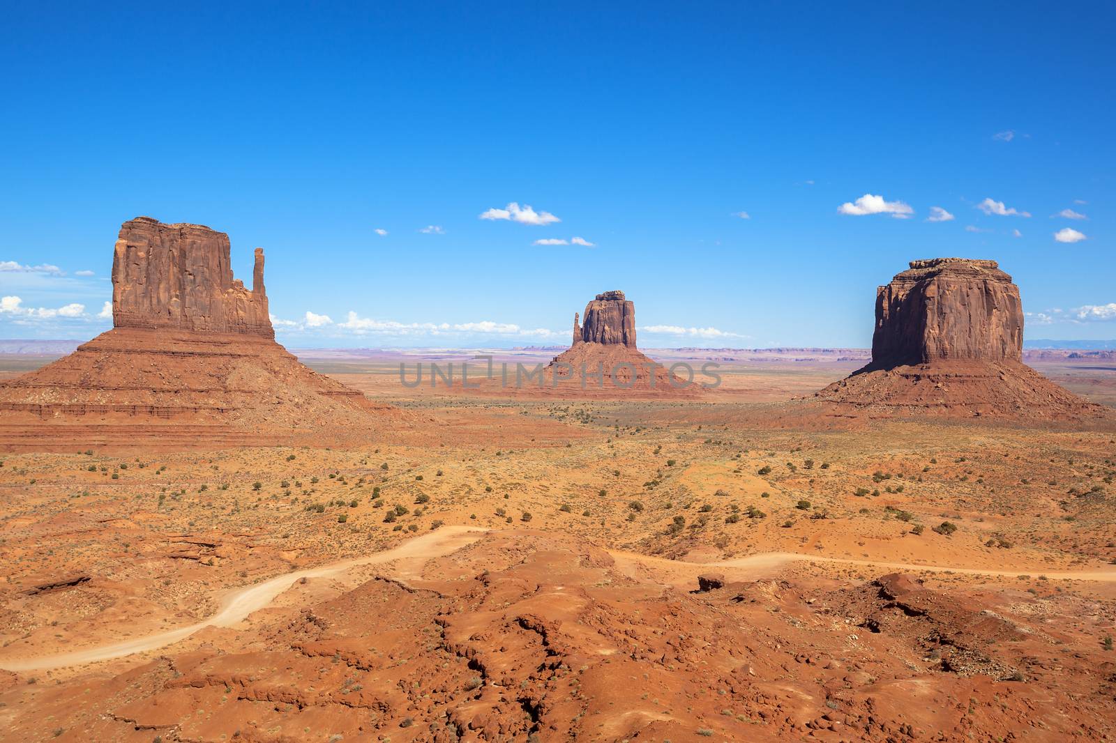 Monument valley under the blue sky, USA