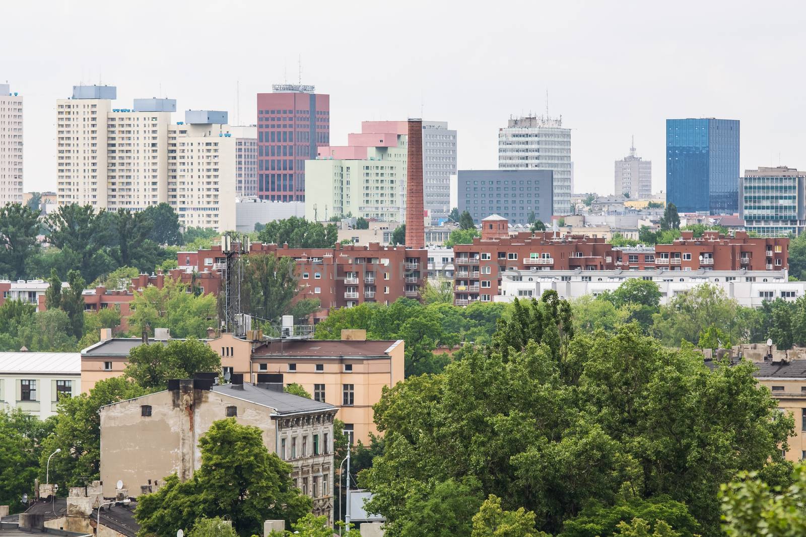 Panorama of city of Lodz in central Poland 