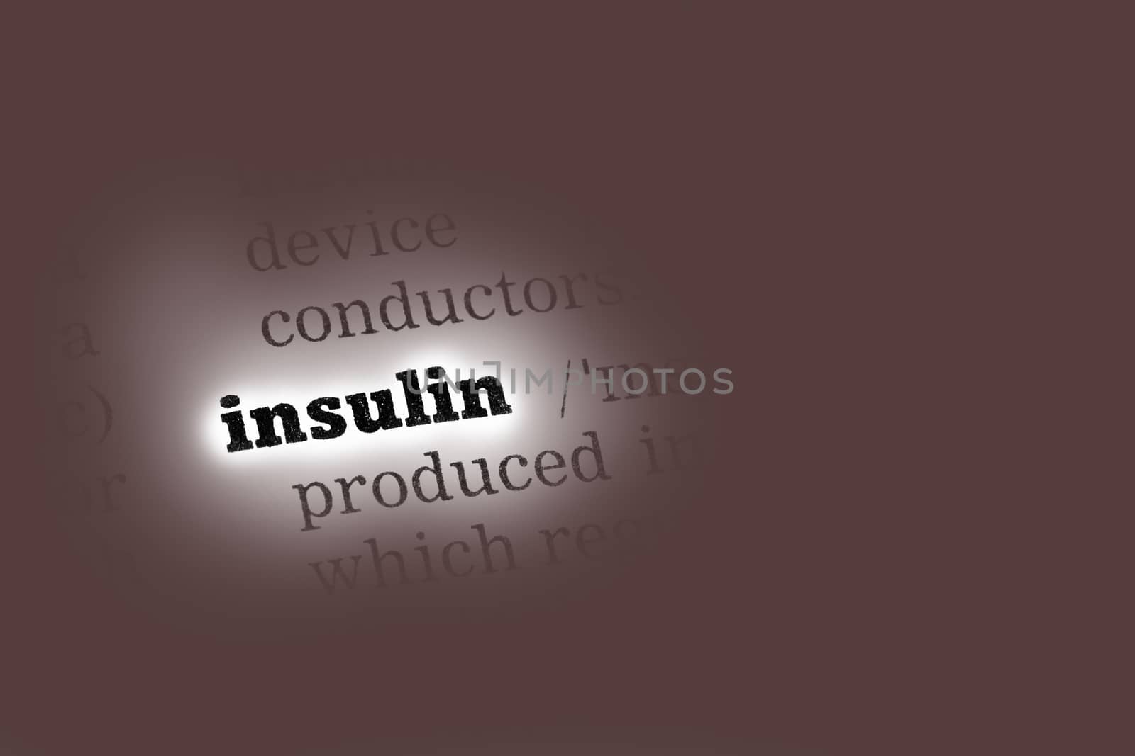 Insulin  Dictionary Definition closeup black and white