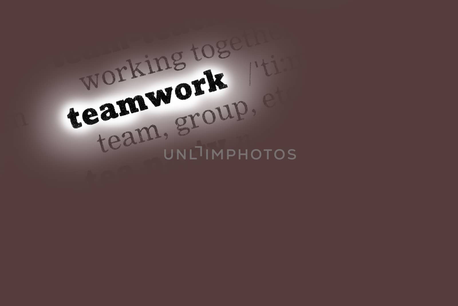 Teamwork Dictionary Definition closeup black and white