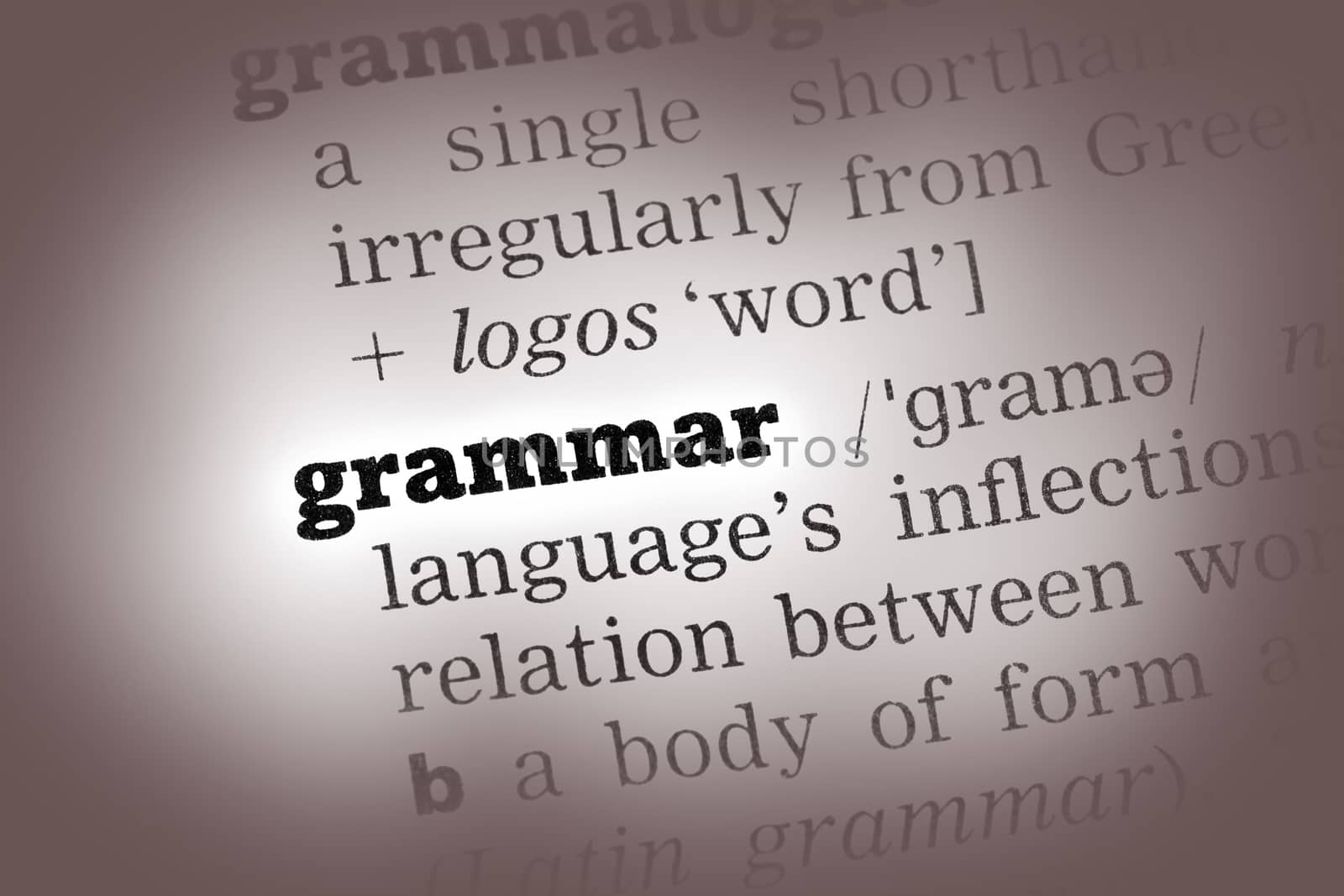 Grammar Dictionary Definition closeup black and white