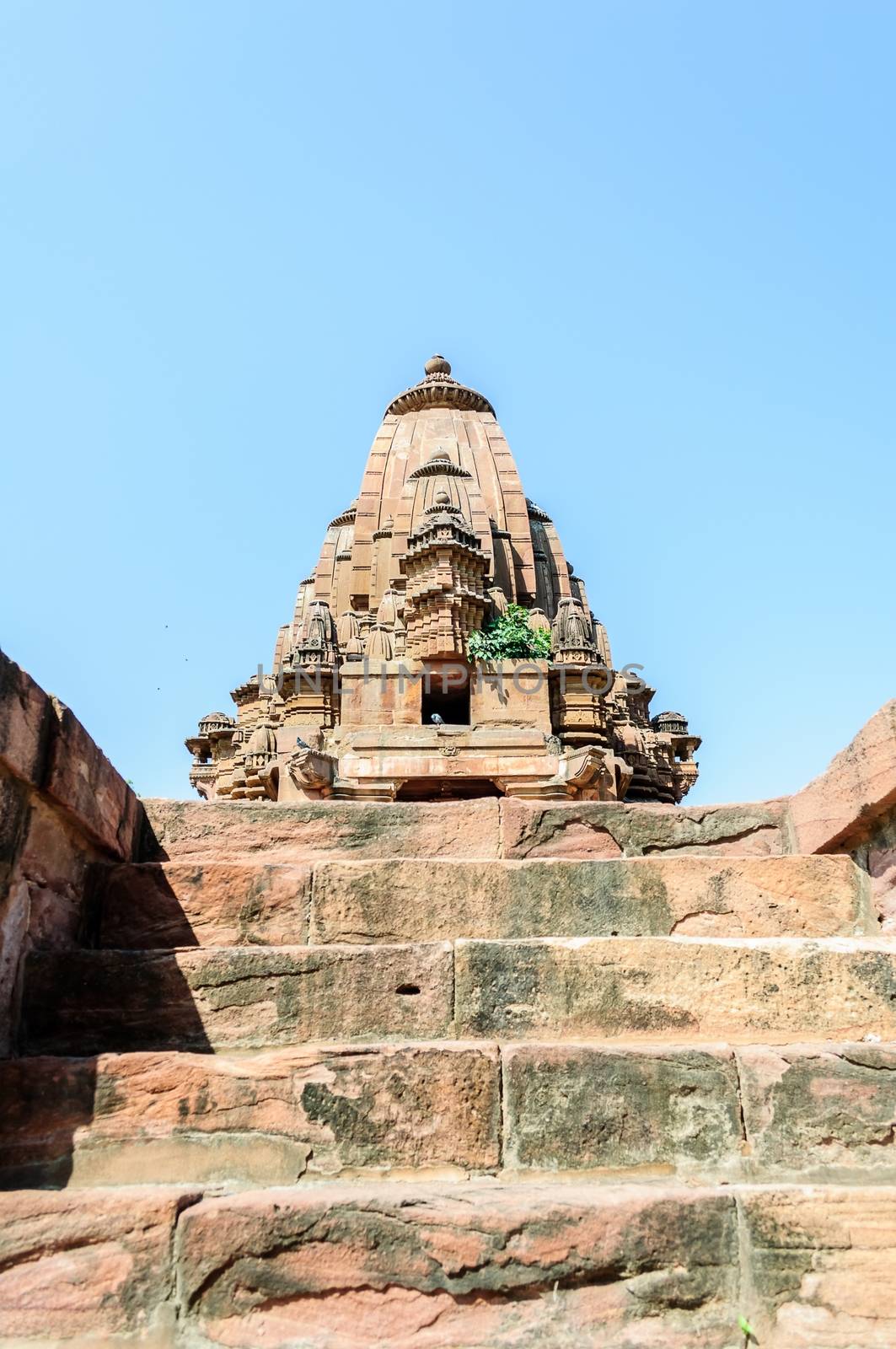 Ancient rock curved temples of Hindu Gods and godess at Mandor garden, Jodhpur, Rajasthan, India