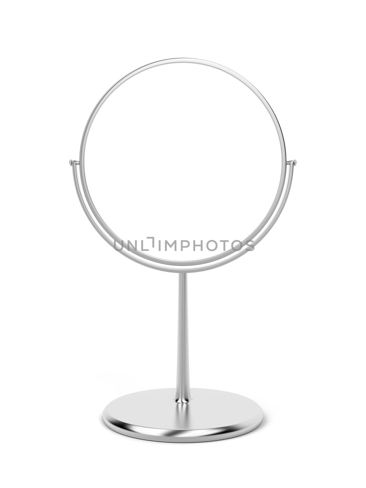 Silver makeup mirror on white background 