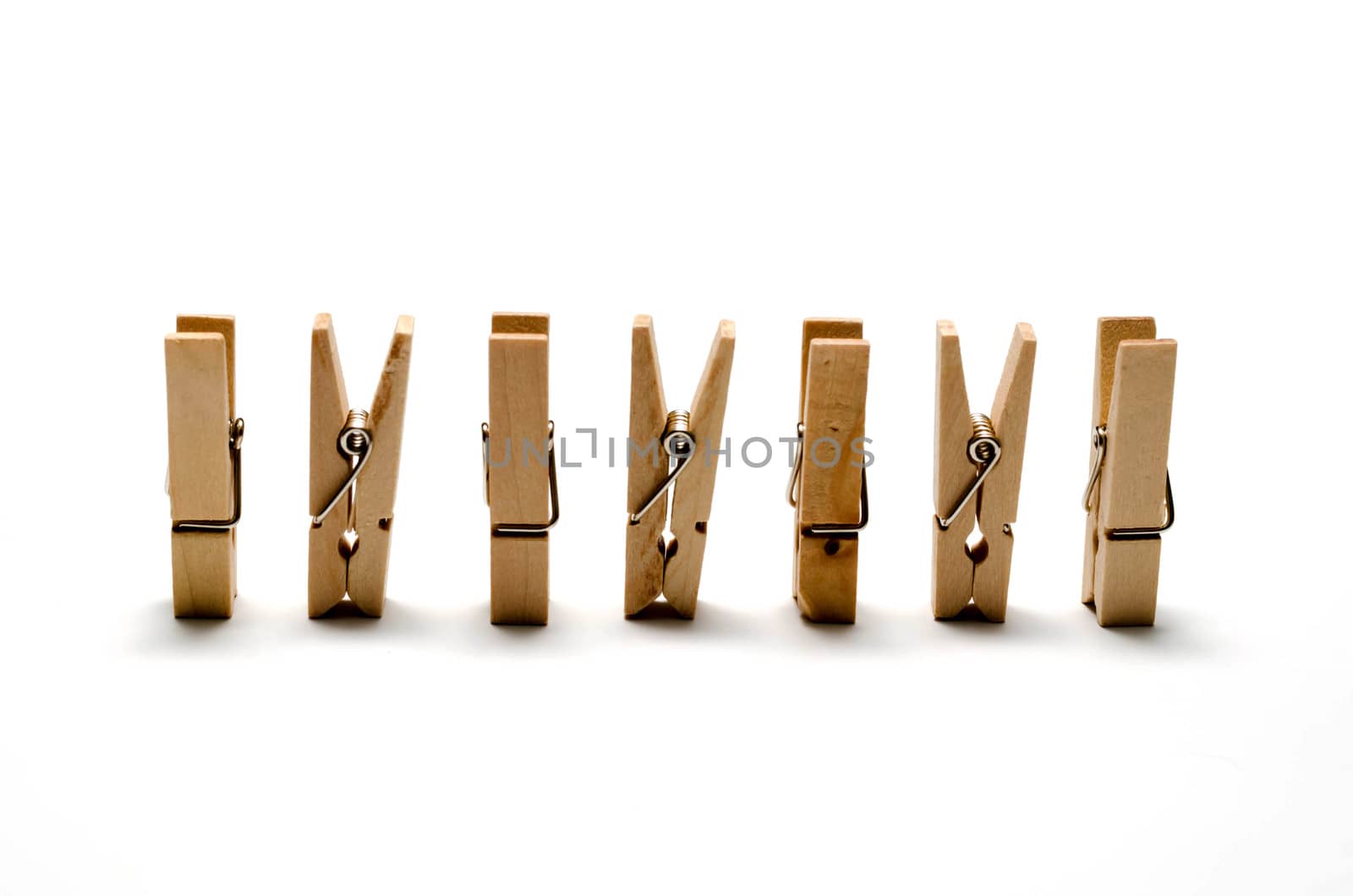 wood cloth pin on a white background