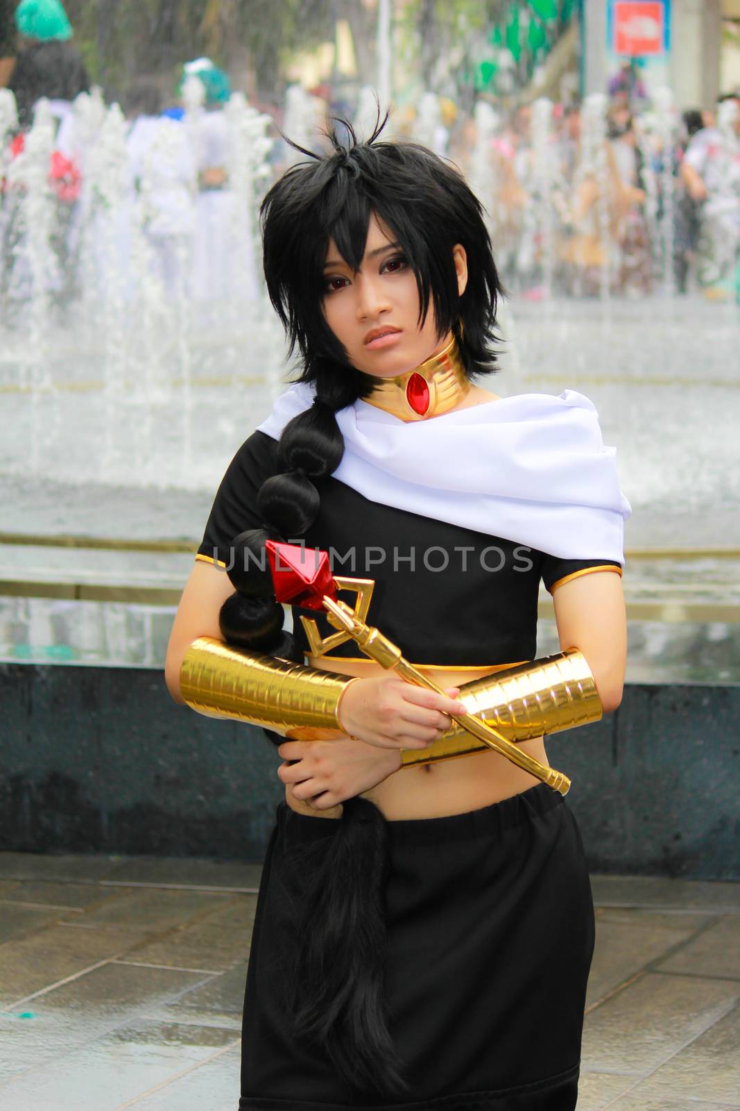 Bangkok - Aug 31: An unidentified Japanese anime cosplay pose  on August 31, 2014 at Central World, Bangkok, Thailand.