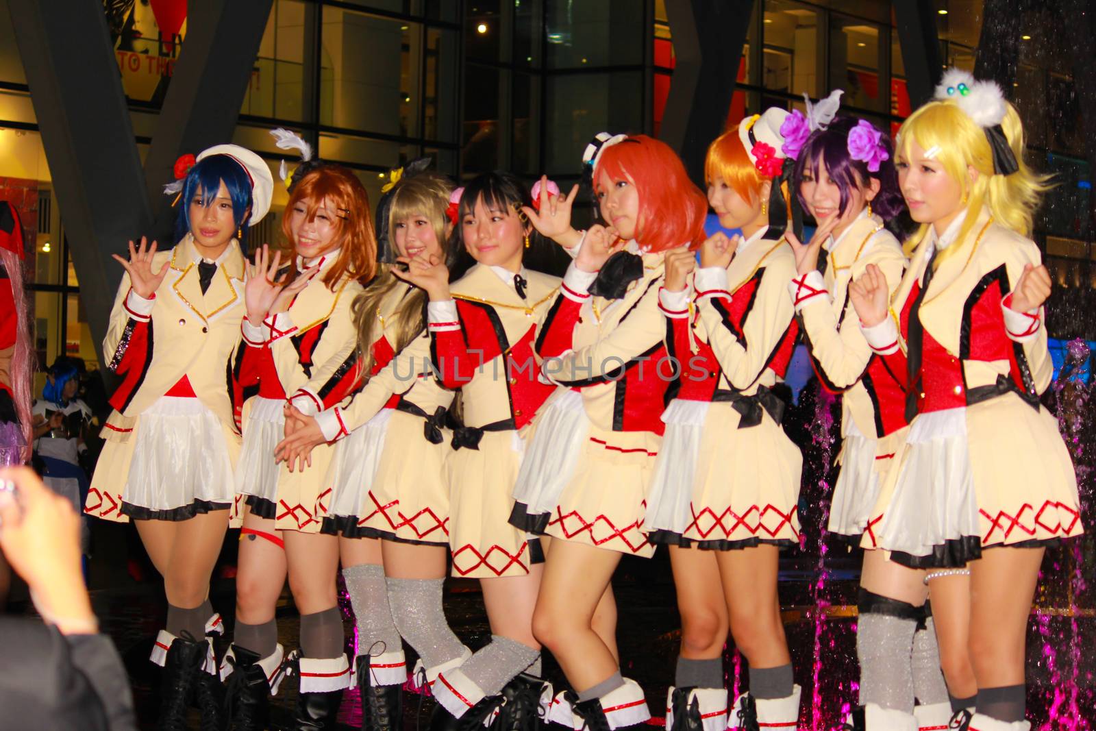 Bangkok - Aug 31: An unidentified Japanese anime cosplay pose  on August 31, 2014 at Central World, Bangkok, Thailand.