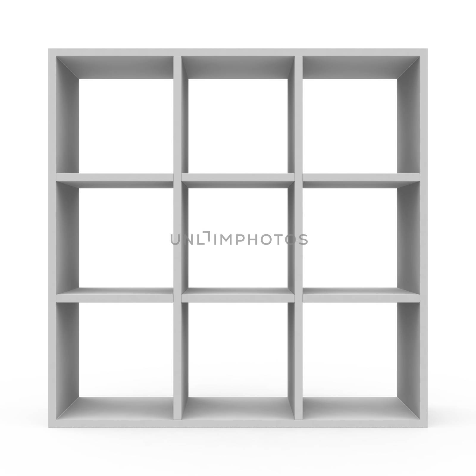 3d generated picture of a white bookcase