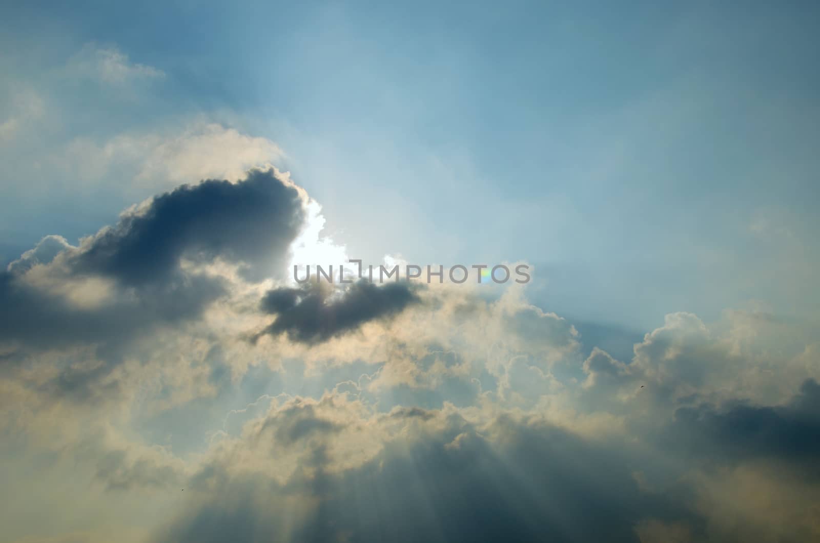 Sun ray with cloud in sky by pixbox77