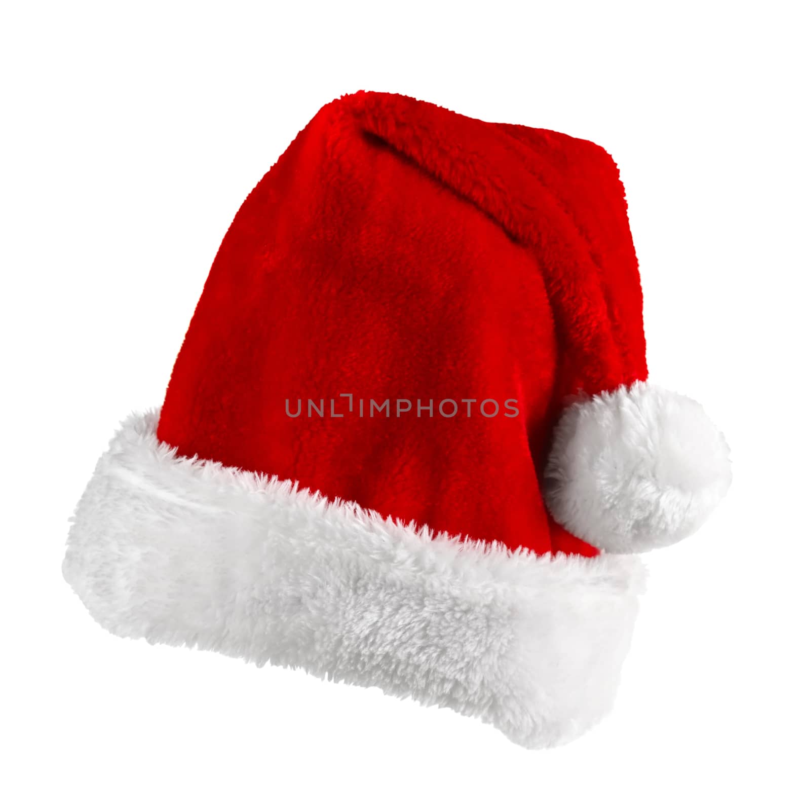 Single Santa Claus red hat isolated on white background by Bedolaga