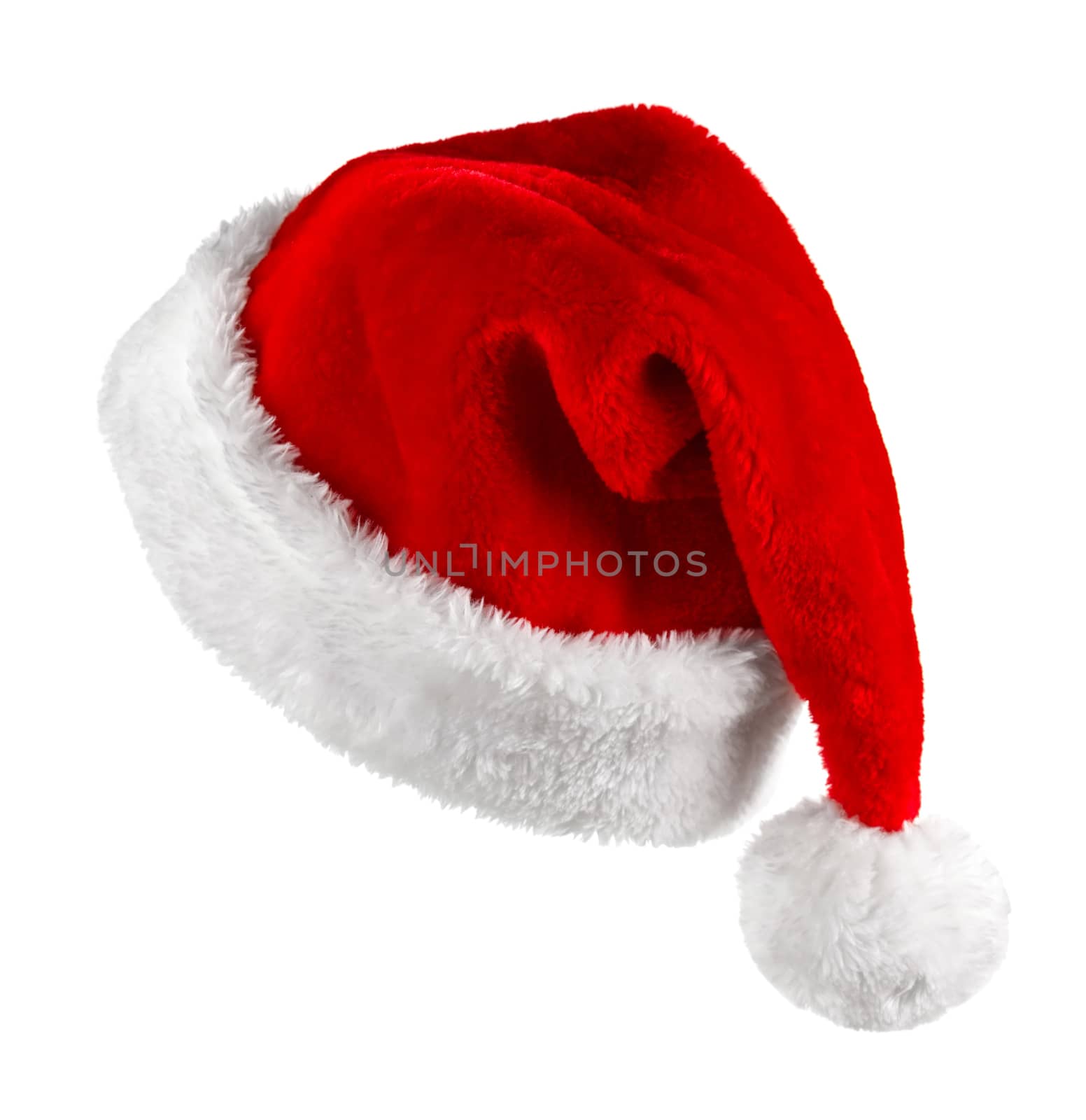 Single Santa Claus red hat isolated on white background by Bedolaga