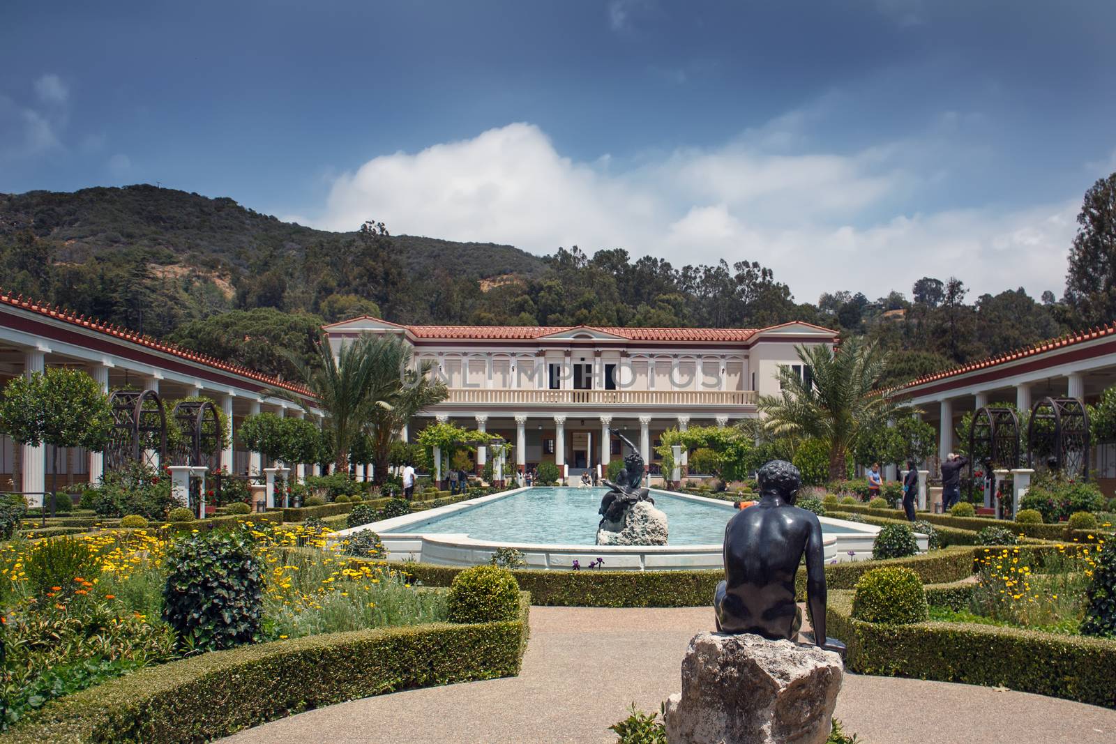 LOS ANGELES, USA - May 25: The famous Getty Villa on May 25, 2009 in Los Angeles. The design of the Getty Villa was inspired by ancient blueprints of the Villa of the Papyri at Herculaneum.