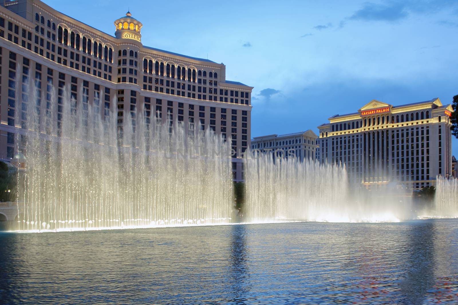 The Bellagio Fountains at nightin Las Vegas by Roka