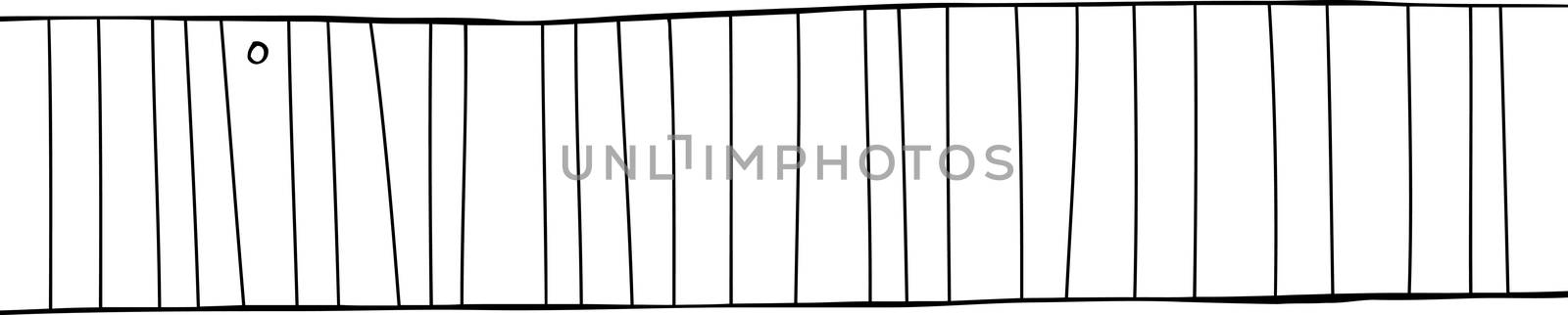 Outline cartoon of wooden fence with hole