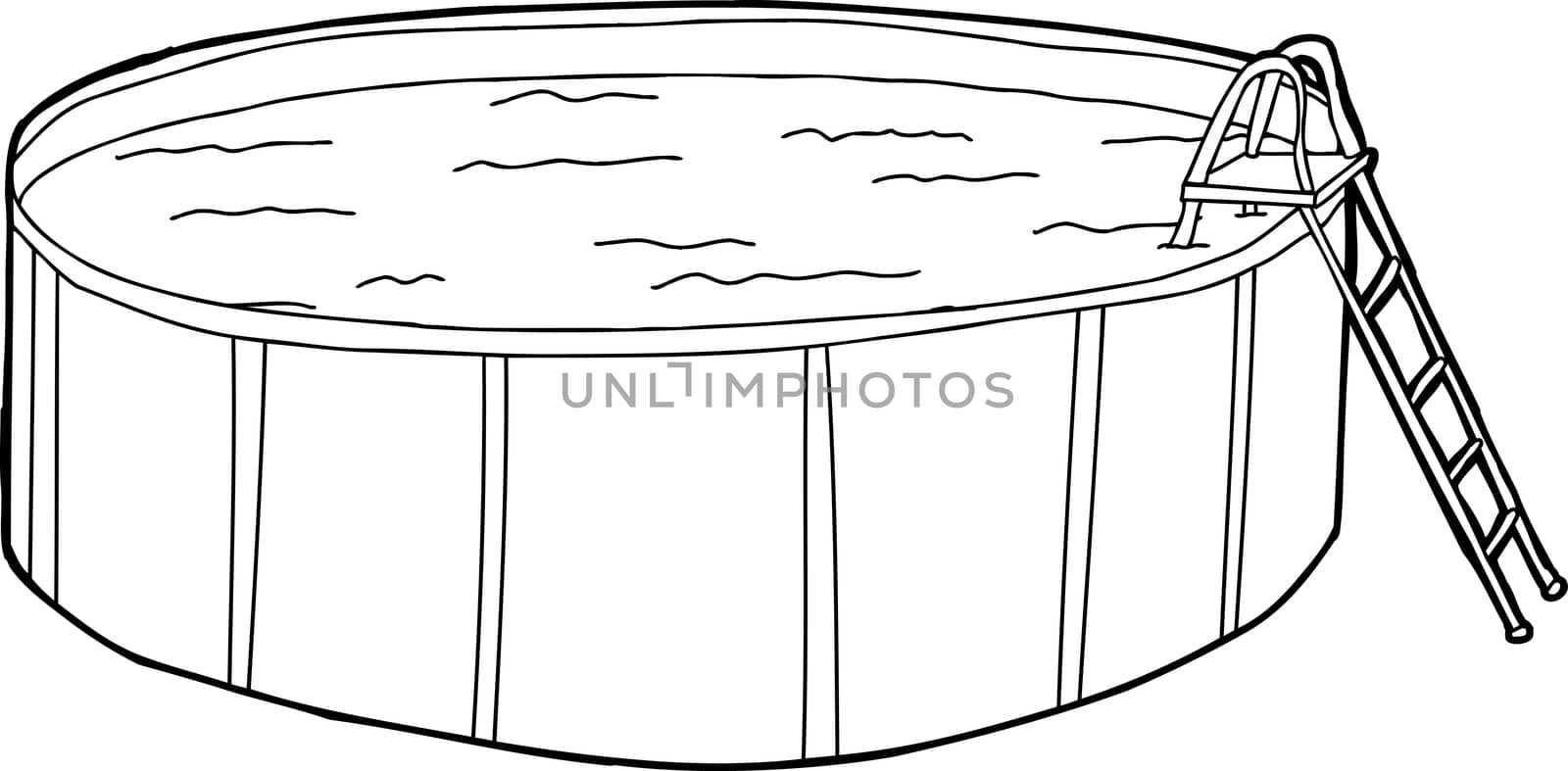 Outline cartoon of swimming pool with ladder