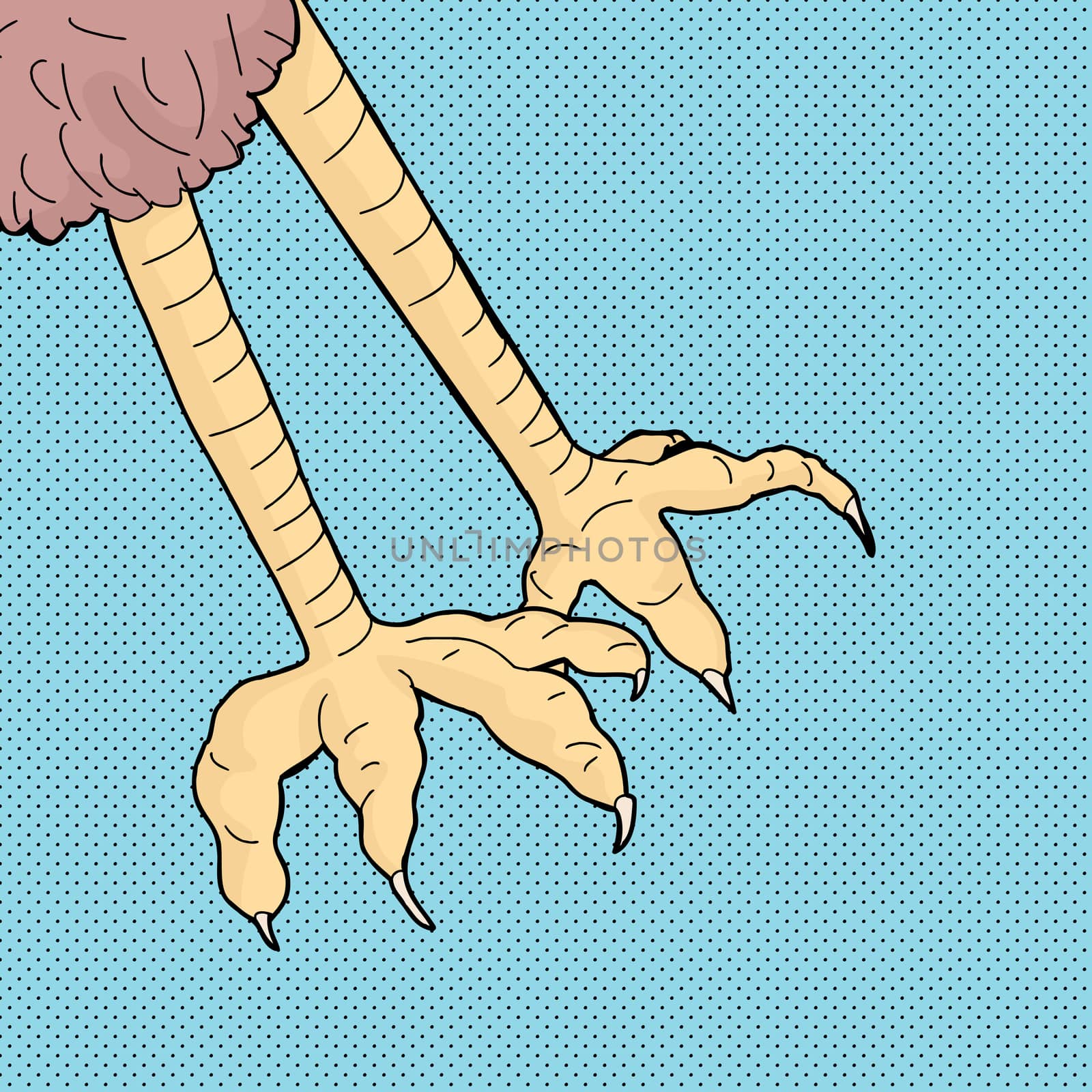 Two sharp talons over blue halftone background