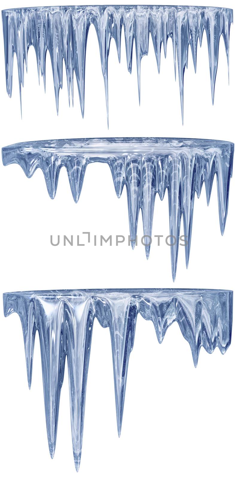 set of hanging thawing icicles of a blue shade by merzavka