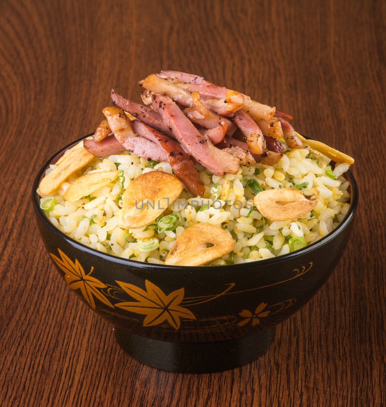 japanese cuisine. ginger fried rice on background