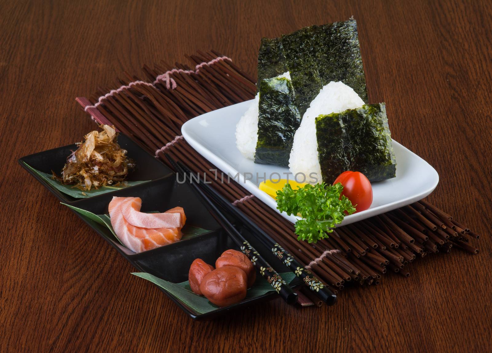 japanese cuisine. onigiri or rice on background