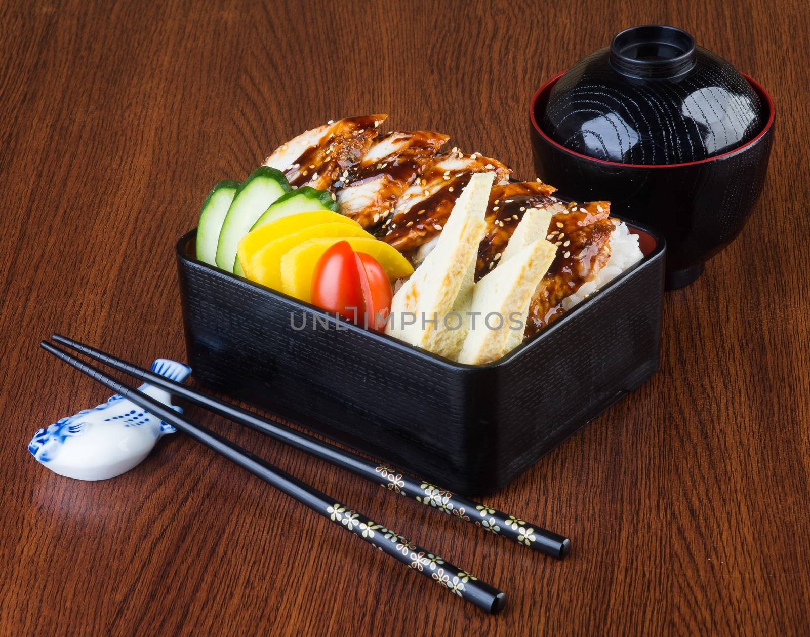 japanese cuisine. unagi or eel on background