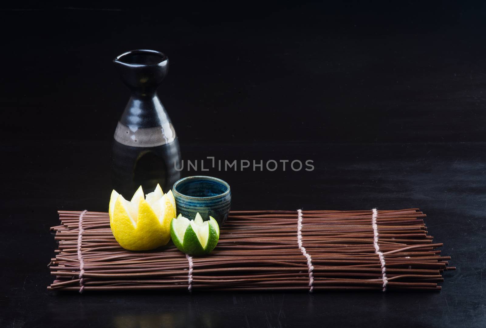 japanese cuisine. sake on background