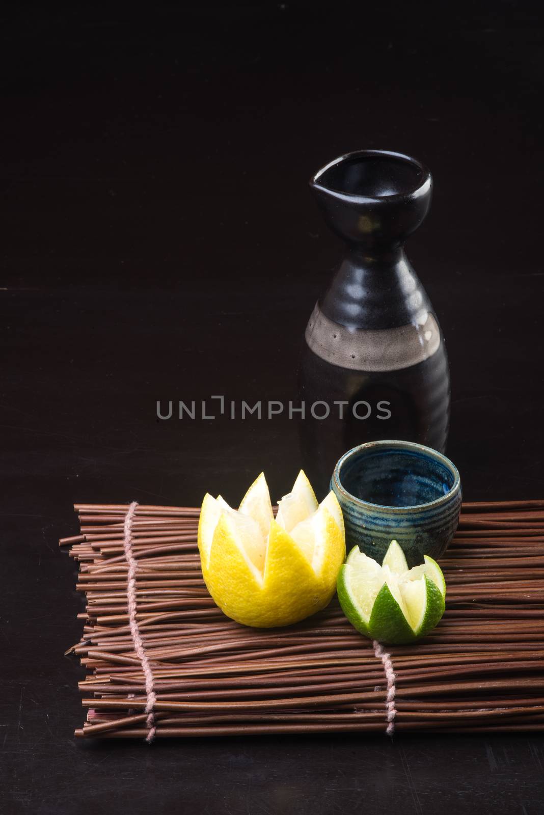 japanese cuisine. sake on background