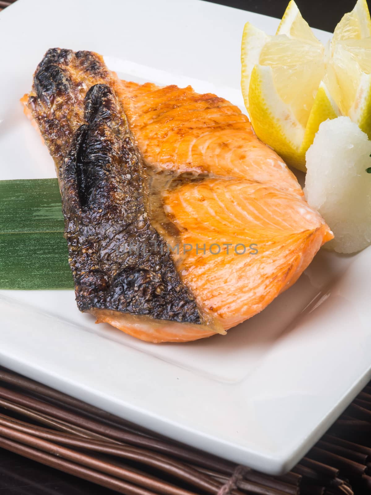japanese cuisine. fried fish on background