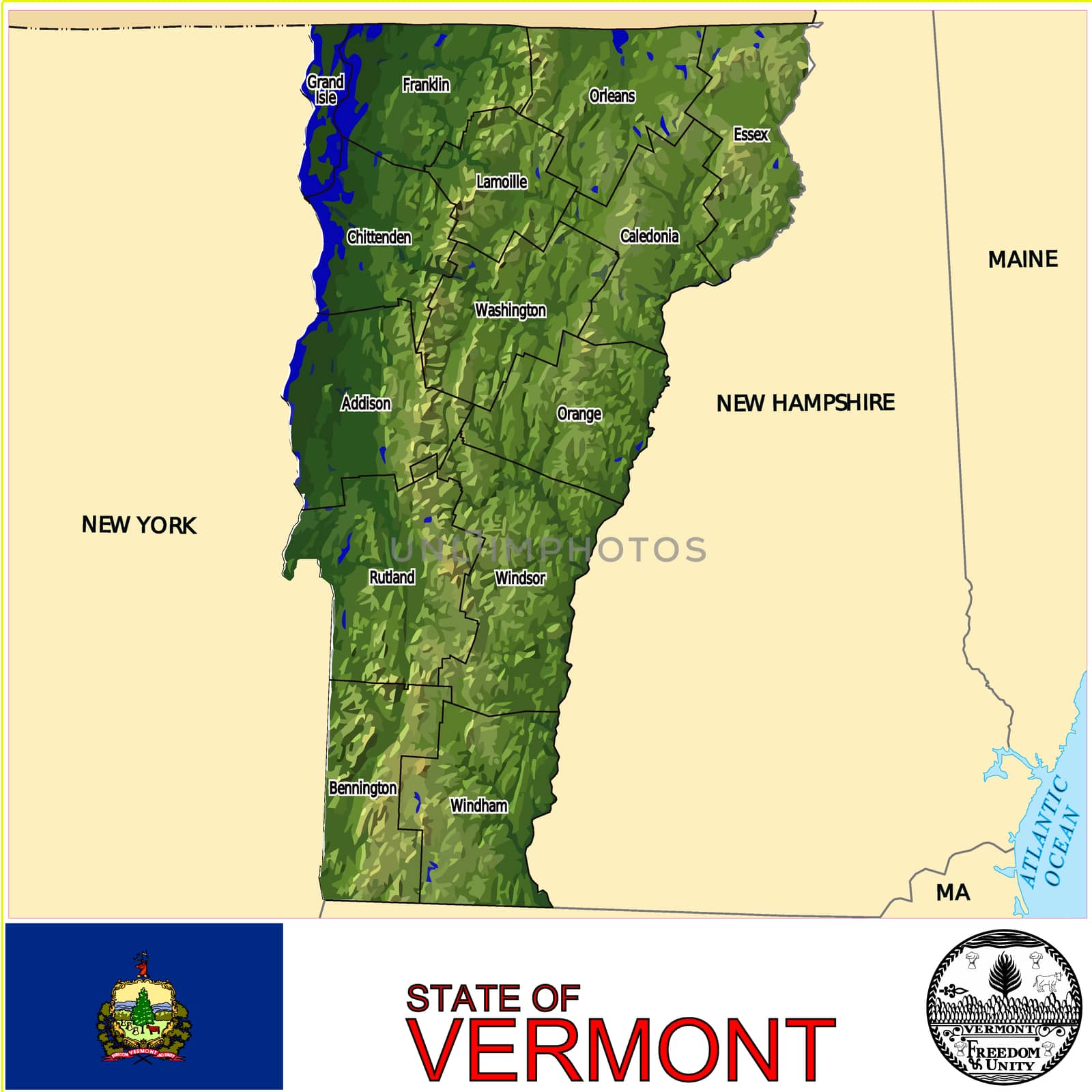Vermont Counties map by JRTBurr