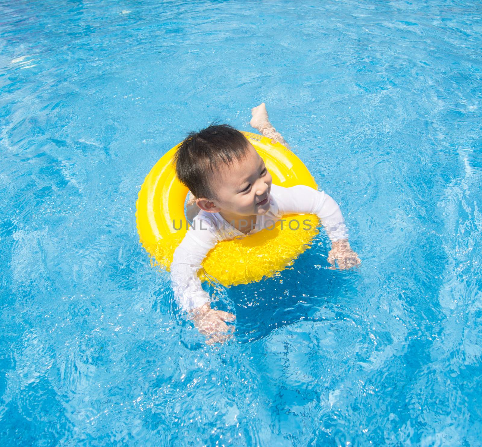 baby boy Activities on the pool, asian children swimming