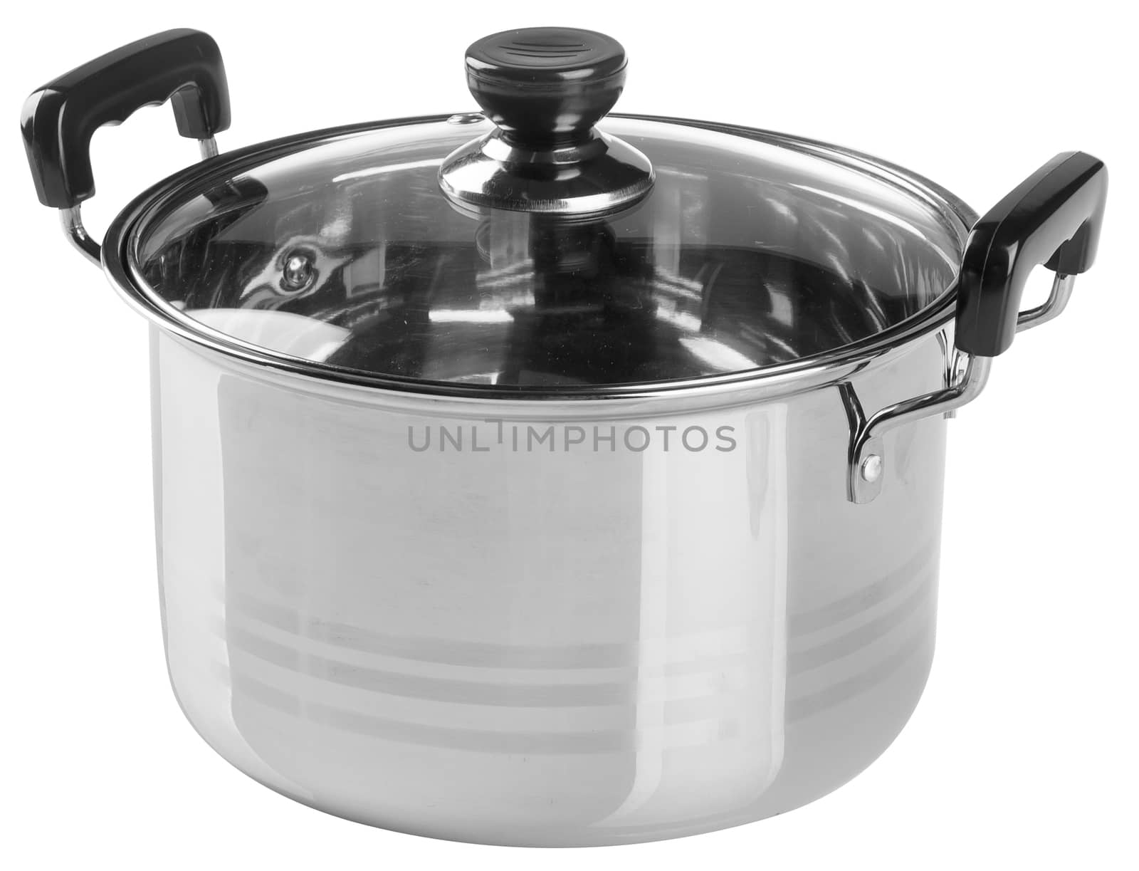 pot stainless steel pot on background