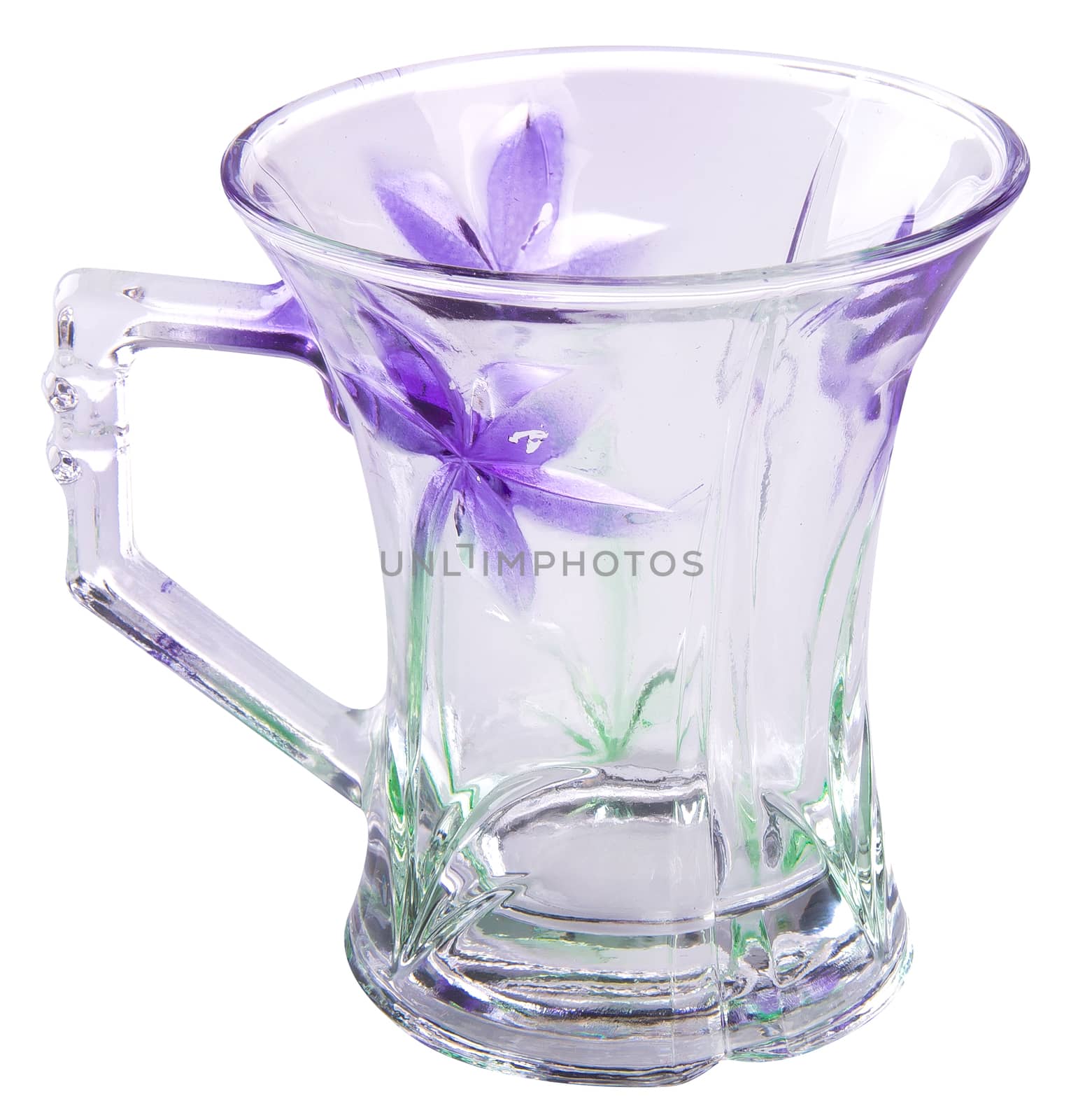 Glass cup on the background