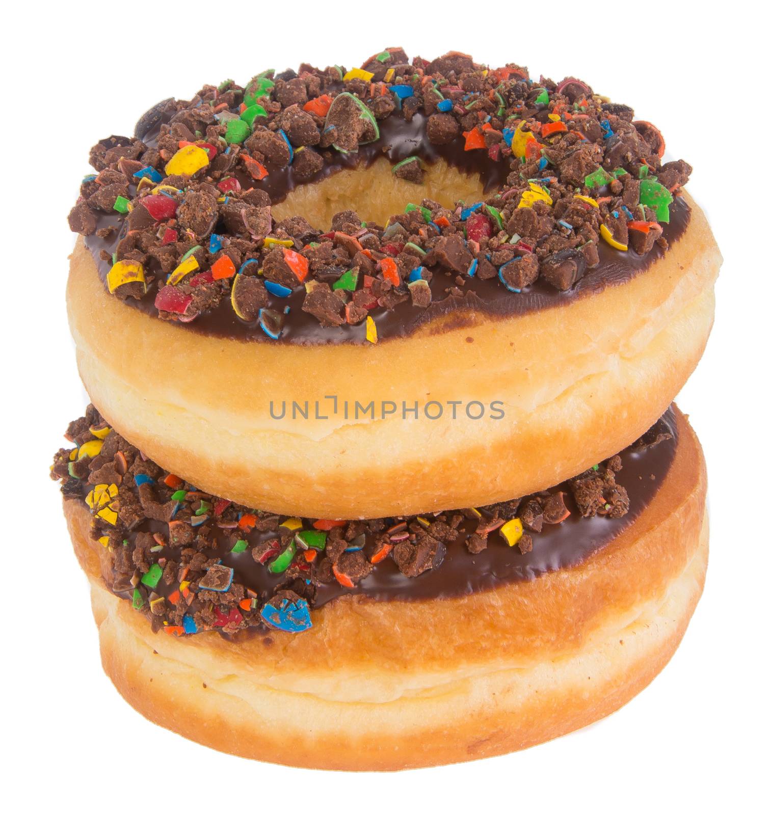 chocolate donuts on a white background by heinteh