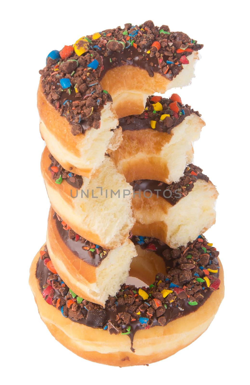 chocolate donuts on a white background by heinteh