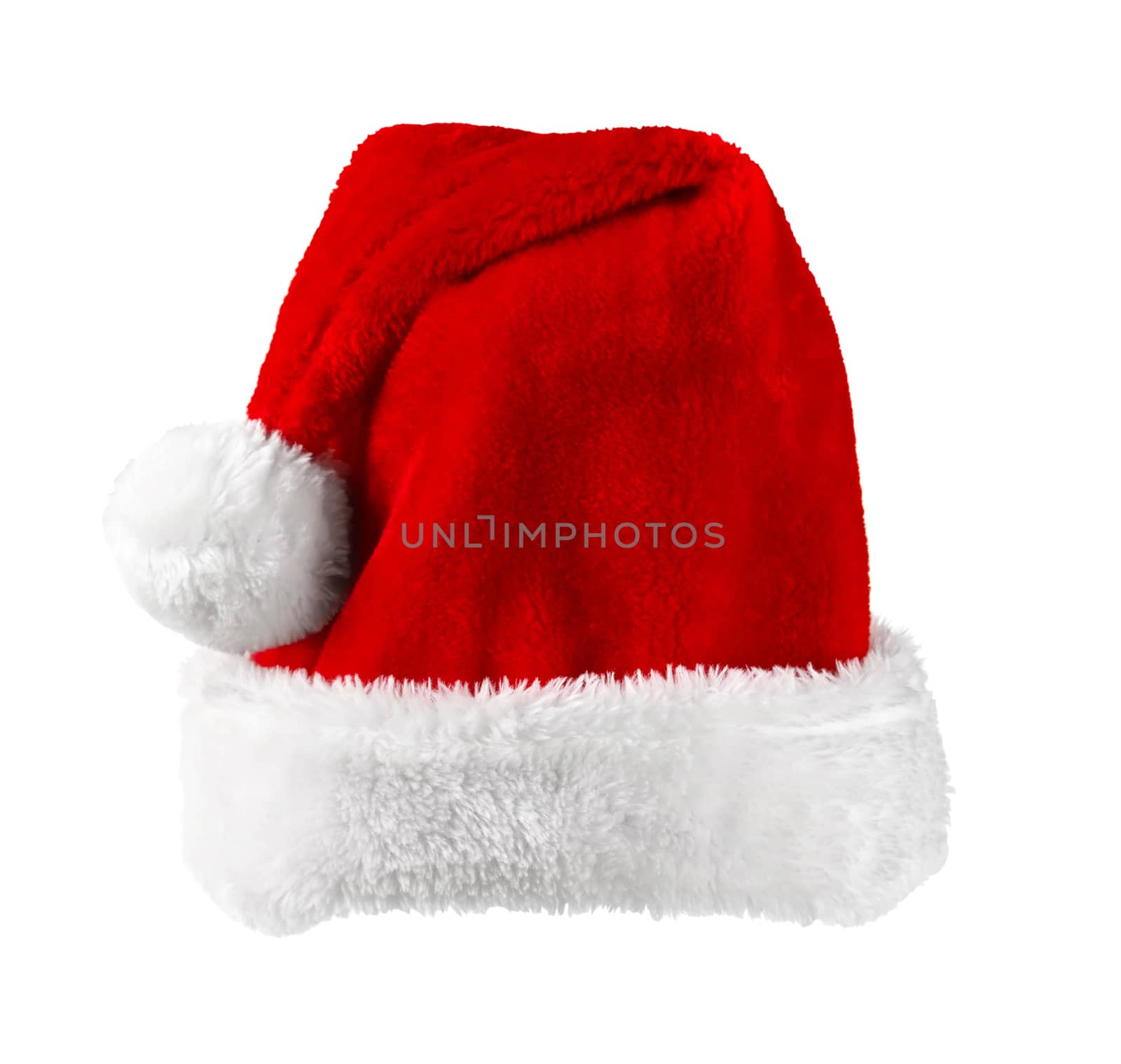 Single Santa Claus red hat isolated on white background by Bedolaga