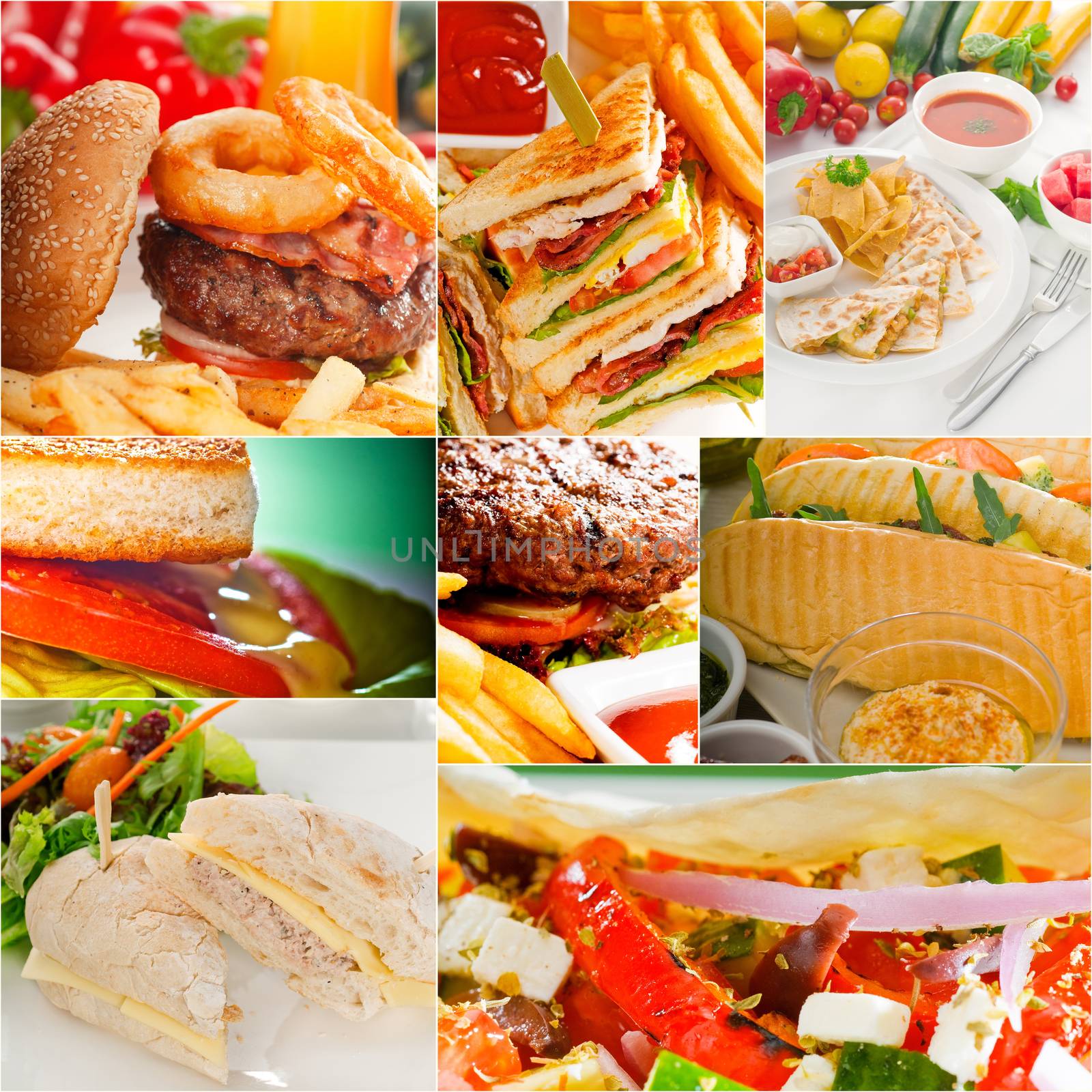 burgers and sandwiches collection on a collage by keko64