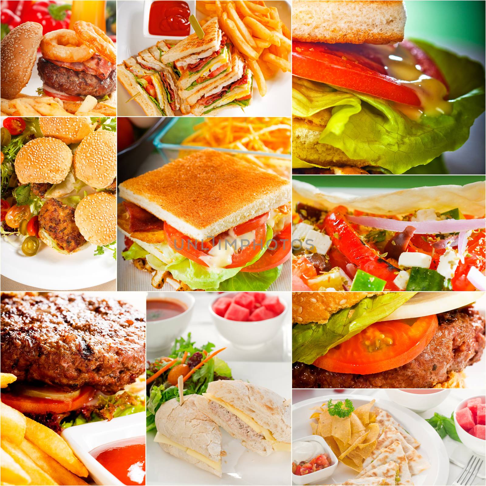 burgers and sandwiches collection on a collage by keko64