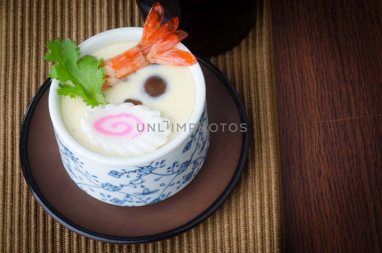 japanese cuisine. steamed egg on background
