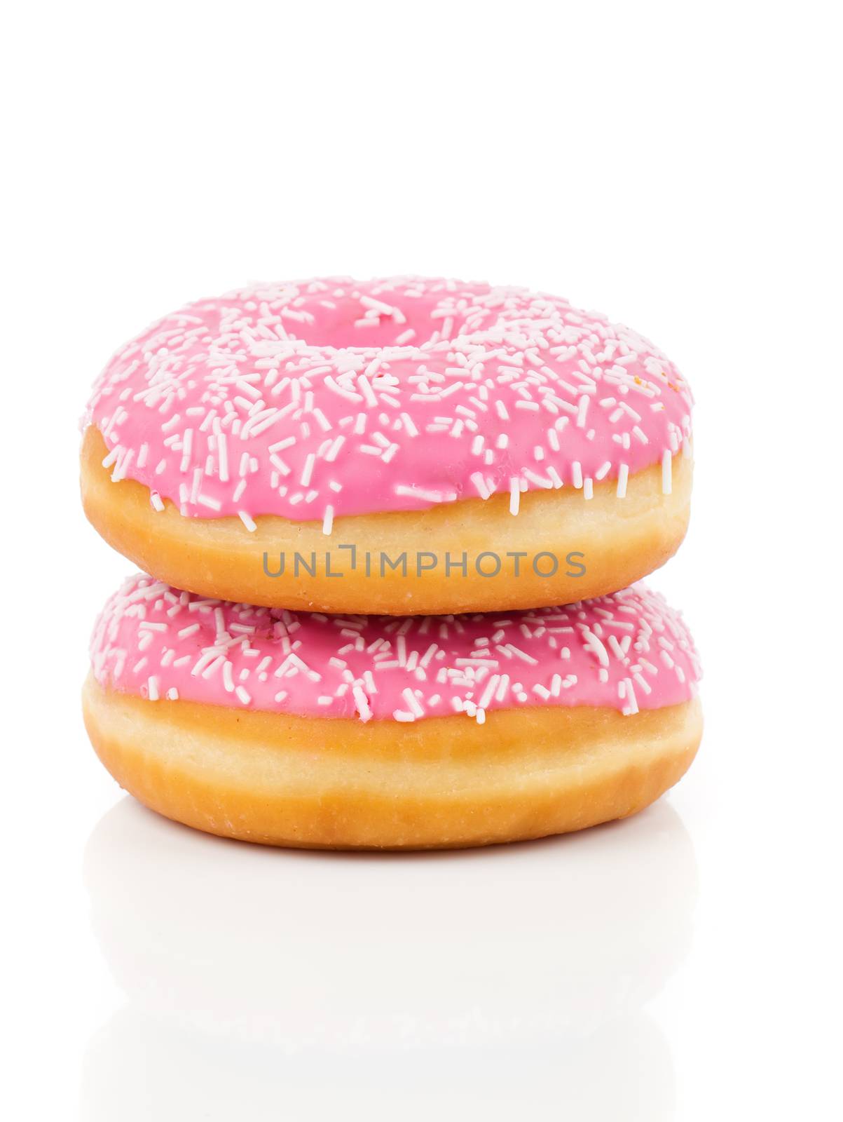 Pink Donut Isolated On White Background by motorolka