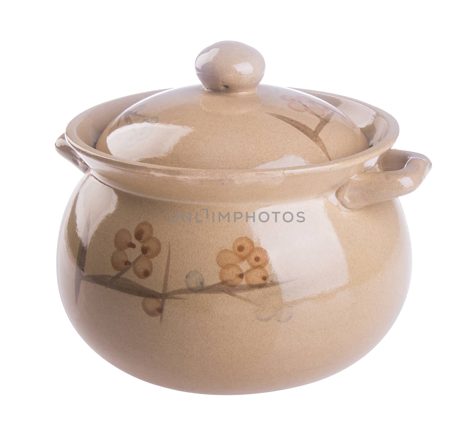 Pot, Ceramic food pot on background. by heinteh