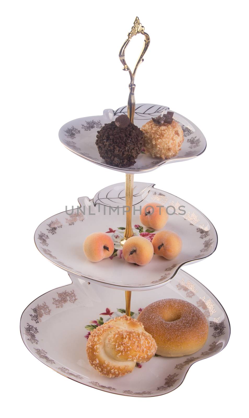 tray. three tier serving tray on a background