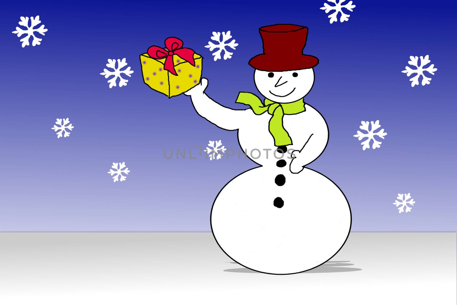 Santas snowman with Christmas gift by gwolters